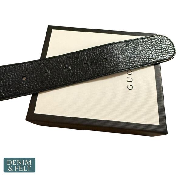 Gucci GG Supreme Leather Belt Black/Brown Reversible Silver Buckle Size 75/30 - Picture 6 of 13